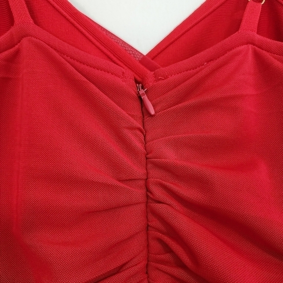 Revolve Elliatt Red Pippa Rushed Mesh Evening Midi Dress Gown Cocktail Party Wed - Picture 12 of 16